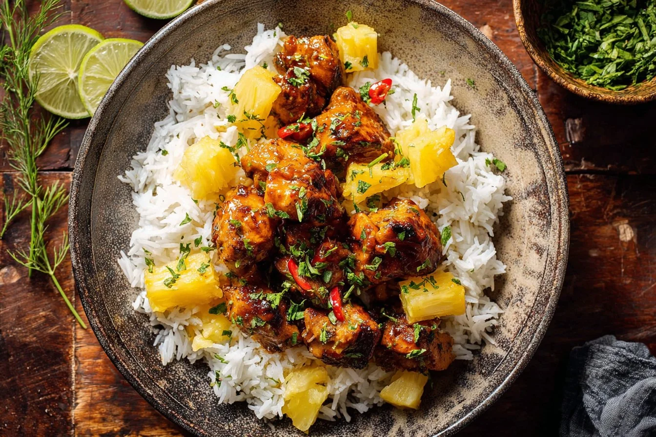 30 Minute Pineapple Chicken with Coconut Rice