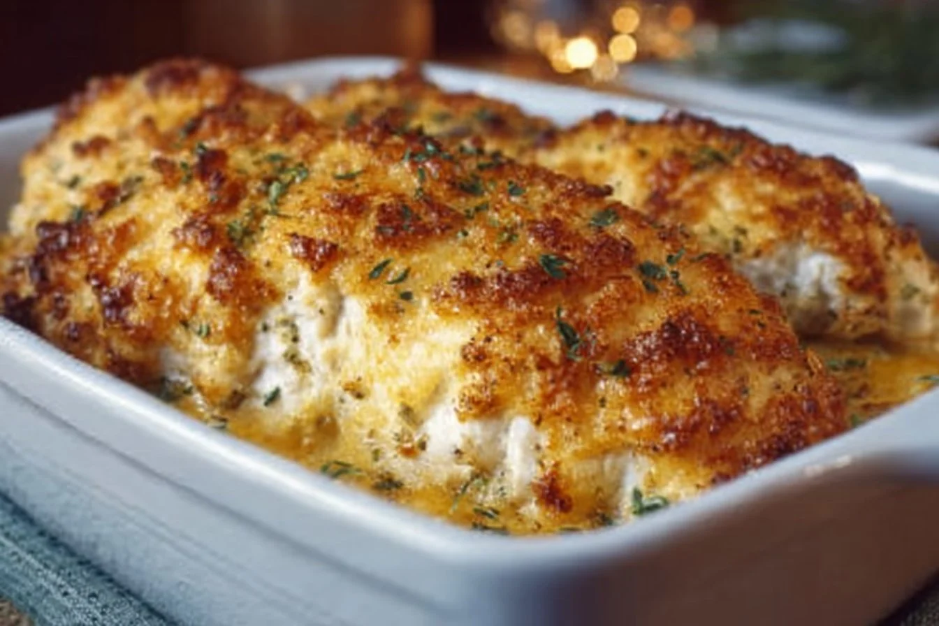 Delicious 4-ingredient ranch chicken bake ready to serve