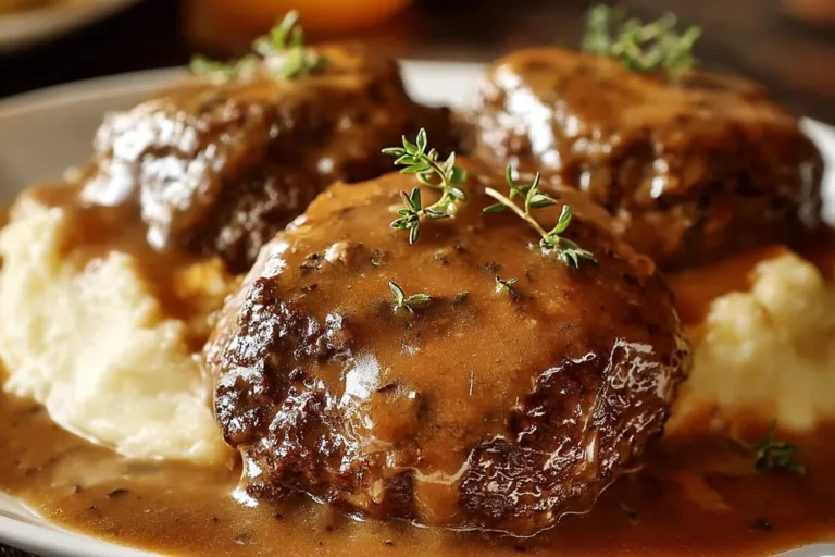 Amish Poor Man's Steak served with vegetables and potatoes