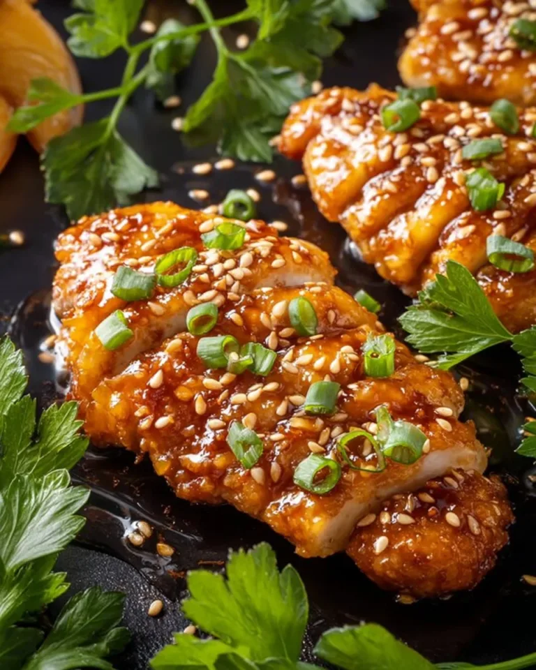 Baked Crunchy Hot Honey Chicken served on a plate with a side of dipping sauce