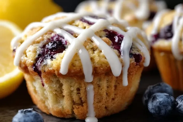 Blueberry lemon poppy seed sourdough muffins fresh out of the oven