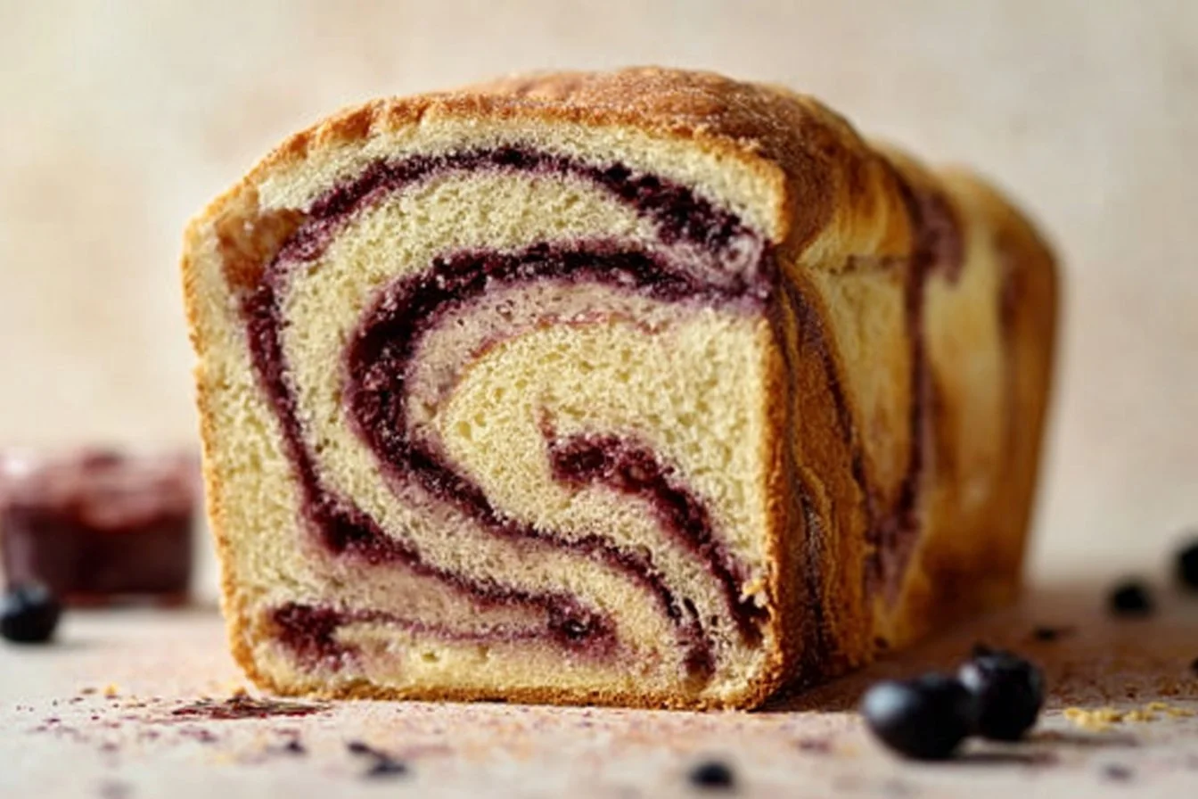 Blueberry Lemon Sourdough Babka with rich textures and vibrant flavors