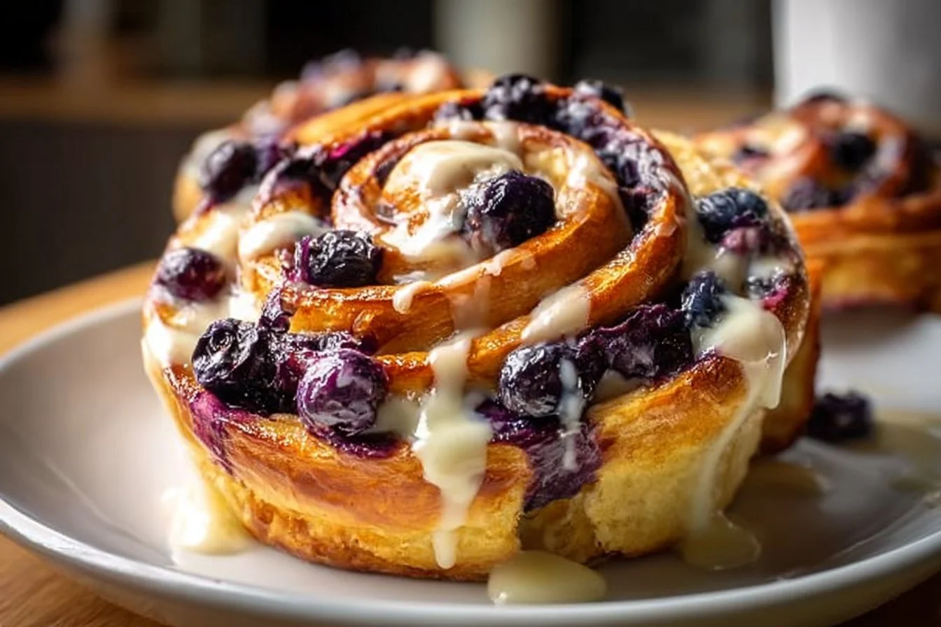 Loaf of blueberry lemon sourdough bread with cream cheese swirl