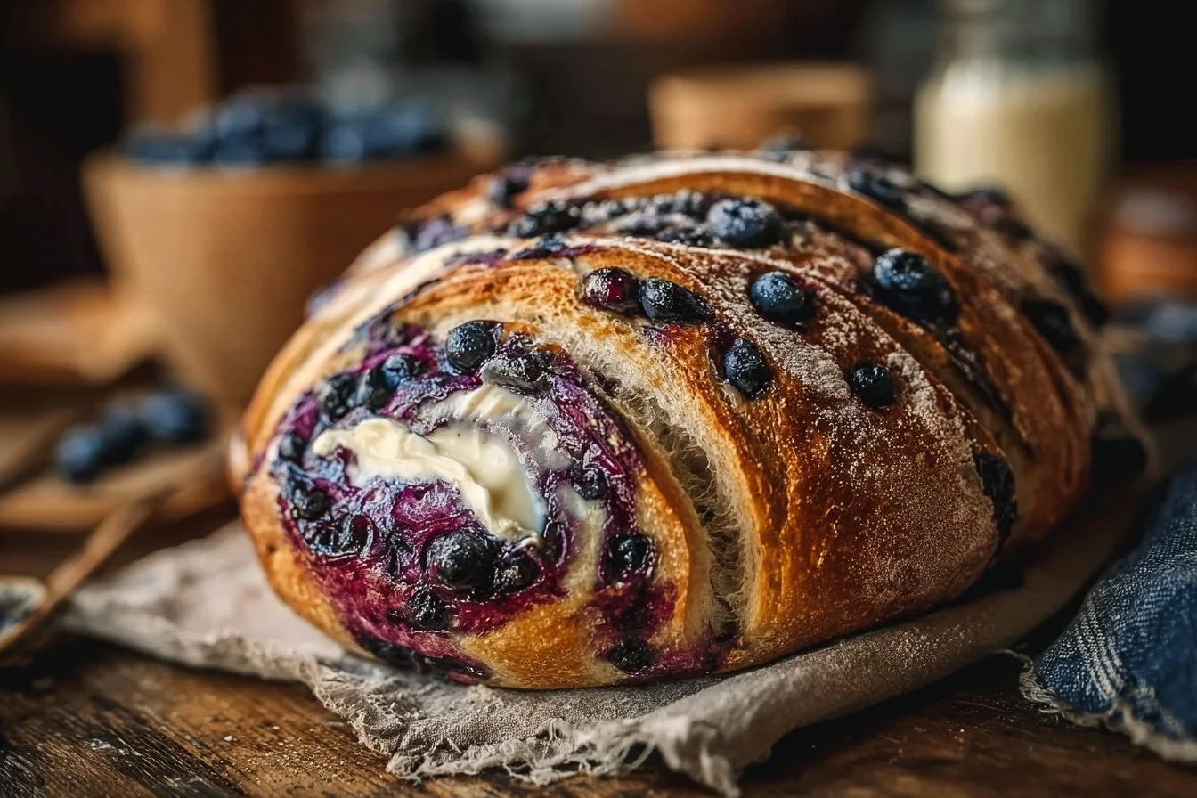 Blueberry Lemon Sourdough with Cream Cheese Swirl