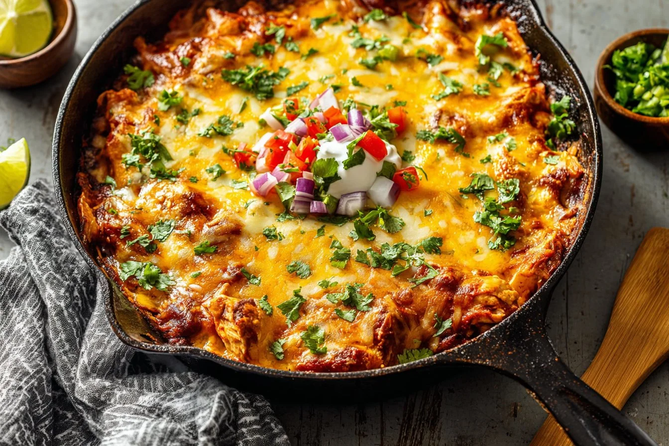 Cheesy Chicken Enchilada Skillet