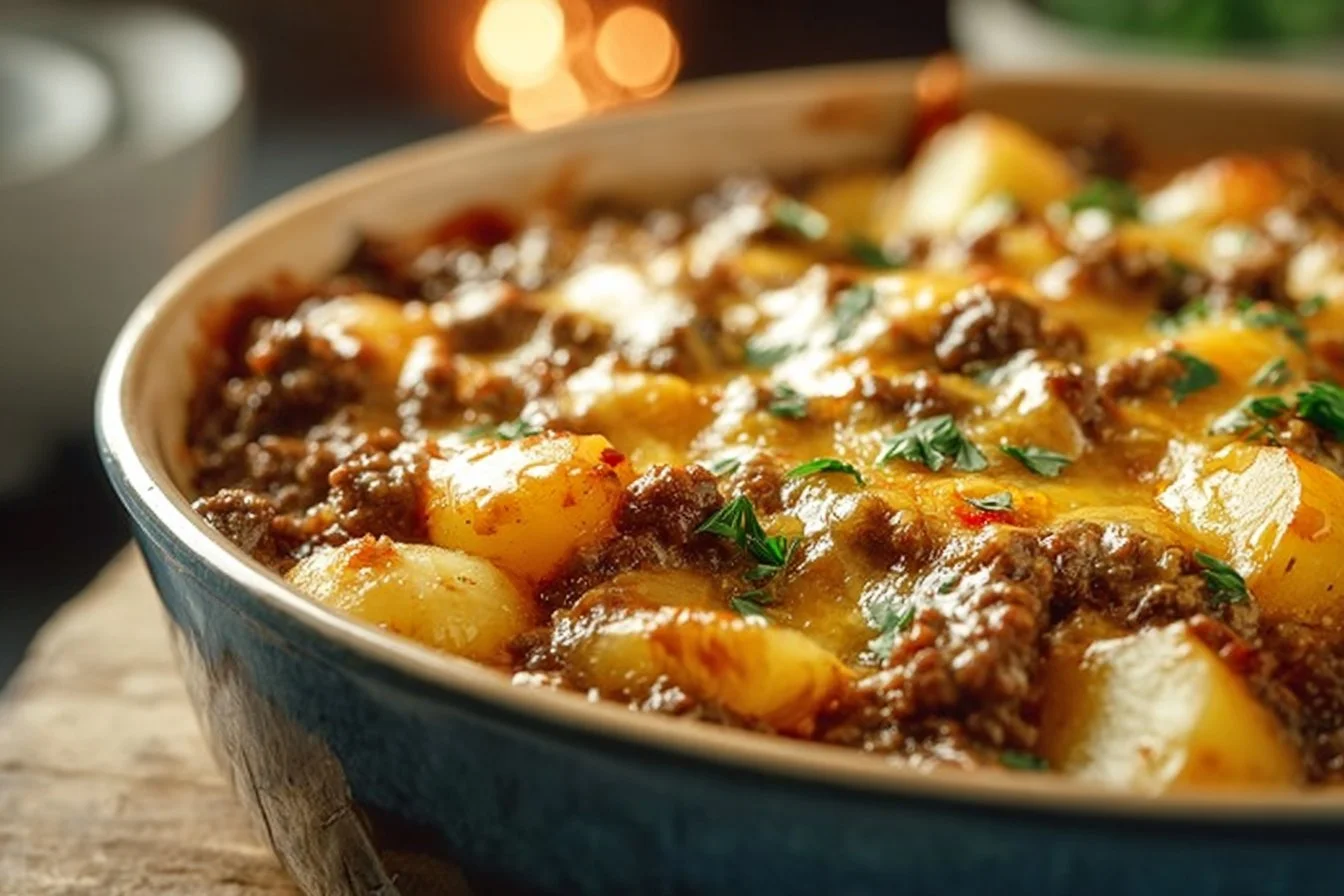 Cheesy Ground Beef & Potato Casserole
