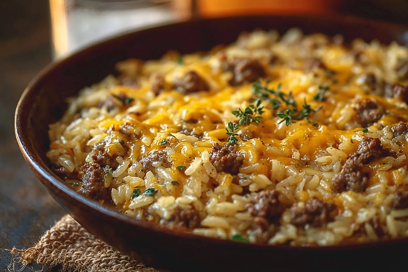 Cheesy Hamburger Rice Casserole