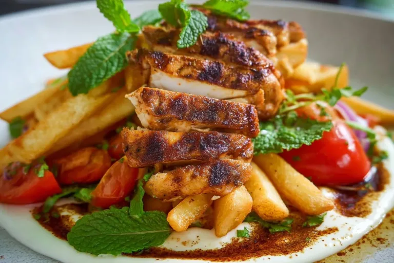 Delicious Chicken Shawarma served with creamy Garlic Yoghurt Sauce