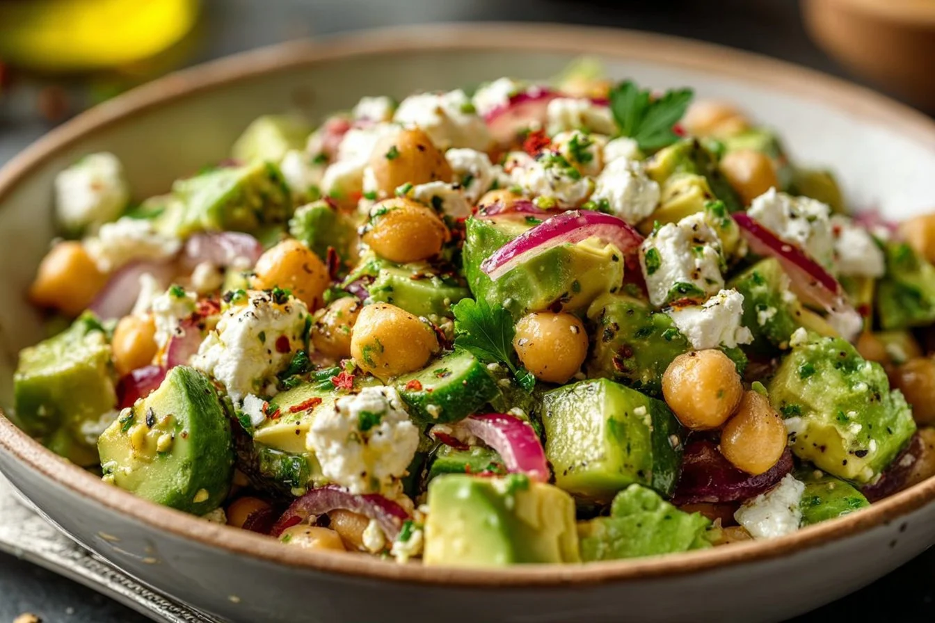 Chickpea Feta Avocado Salad