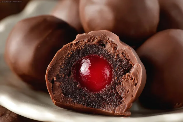 Delicious chocolate covered cherry brownie bombs on a serving plate