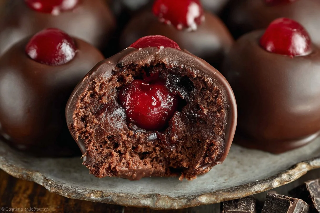 Chocolate Covered Cherry Brownie Bombs