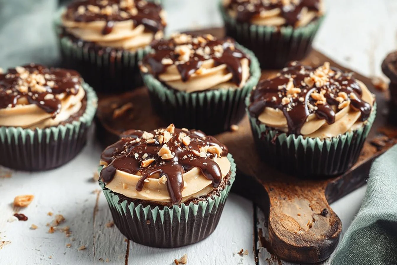 Chocolate Ganache Peanut Butter Cupcakes