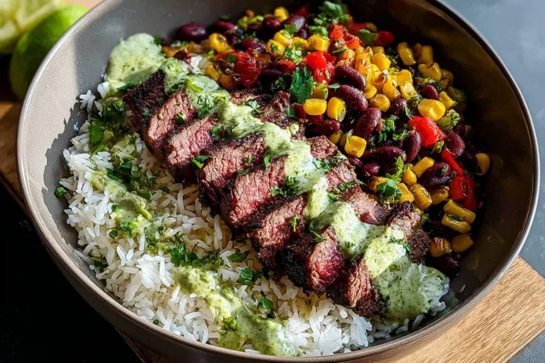 Cilantro lime steak bowls with fresh ingredients and vibrant flavors