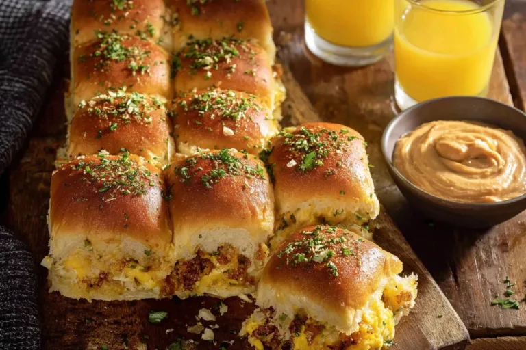 Cowboy Breakfast Sliders served on a platter with toppings
