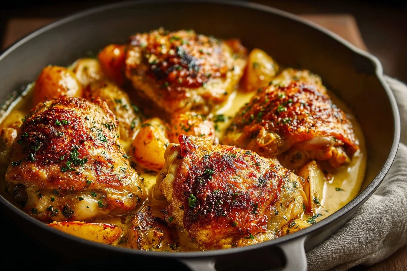 Creamy Baked Dijon Chicken Thighs