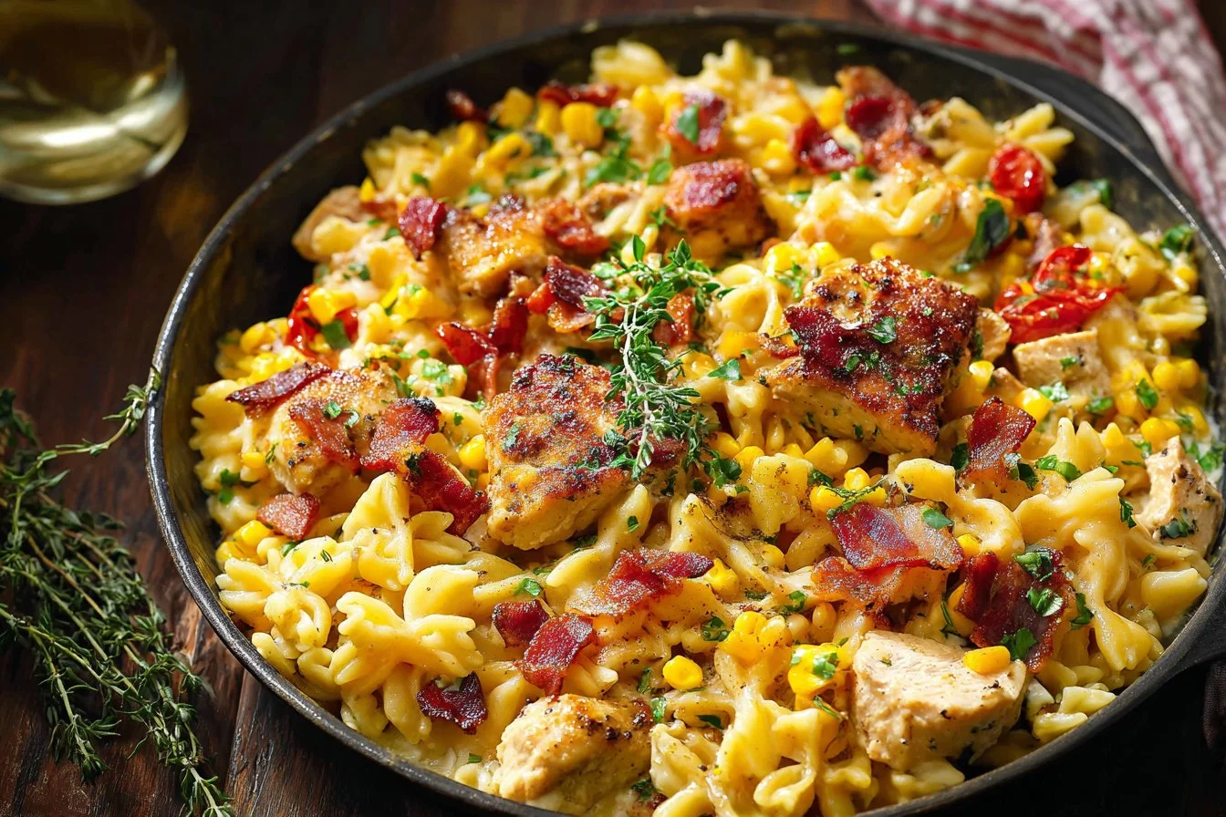 Creamy Chicken and Corn Pasta with Bacon