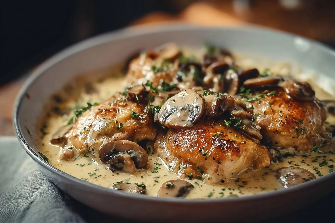 Creamy Garlic Mushroom Chicken Thighs