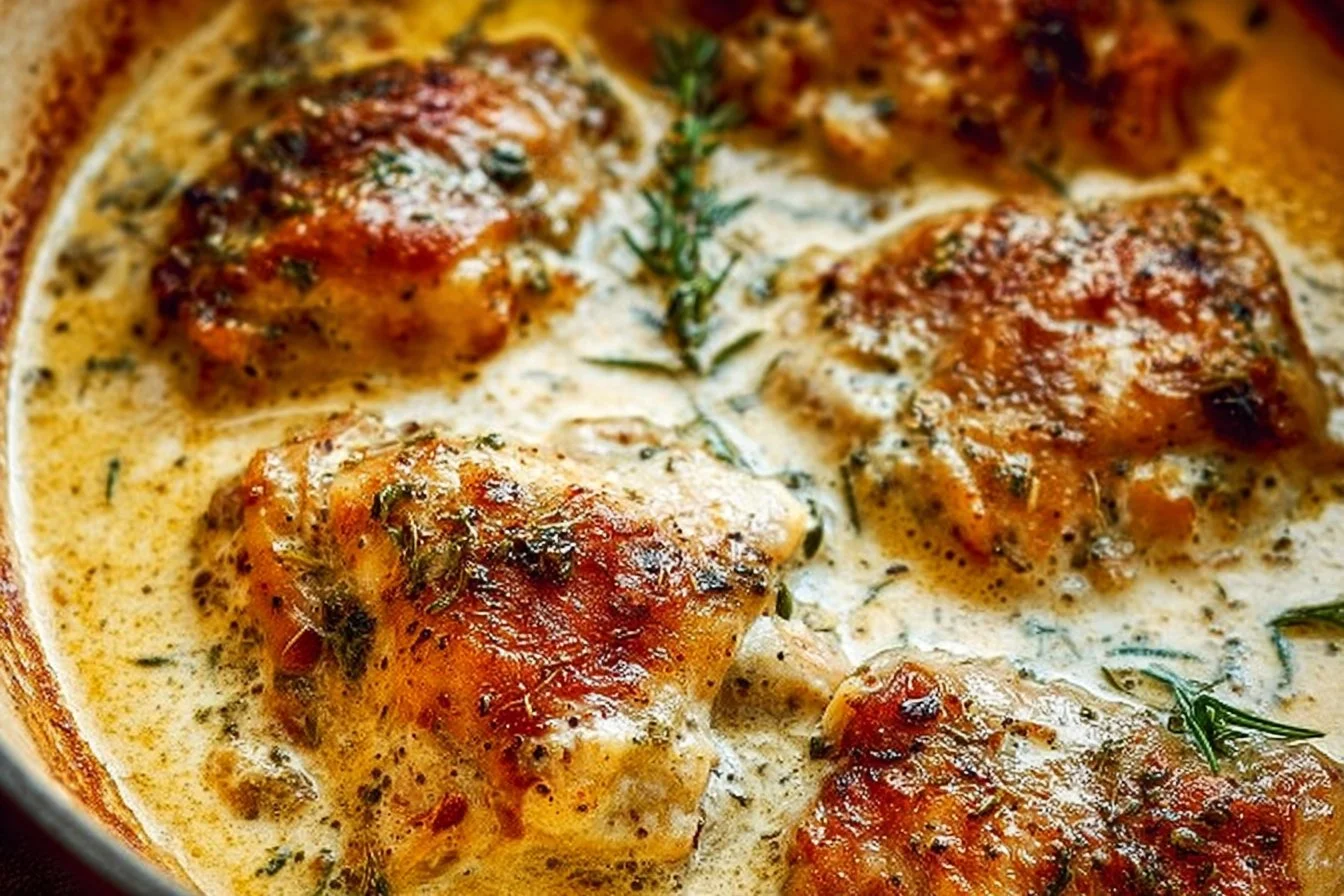 Creamy Oven Baked Chicken Thighs