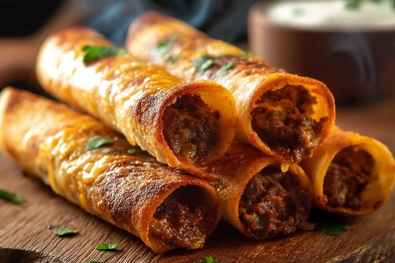 Crispy Cheesy Beef Taquitos
