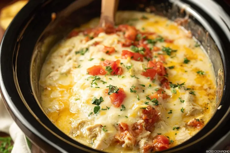 Crock Pot chicken enchilada casserole served in a bowl with toppings