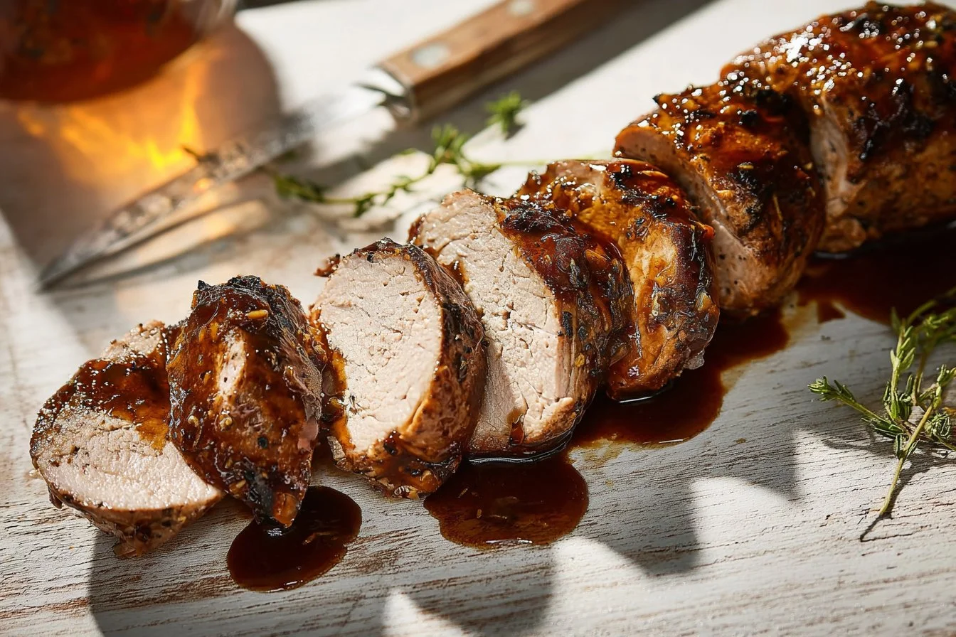 Crockpot Brown Sugar and Balsamic Glazed Pork Tenderloin