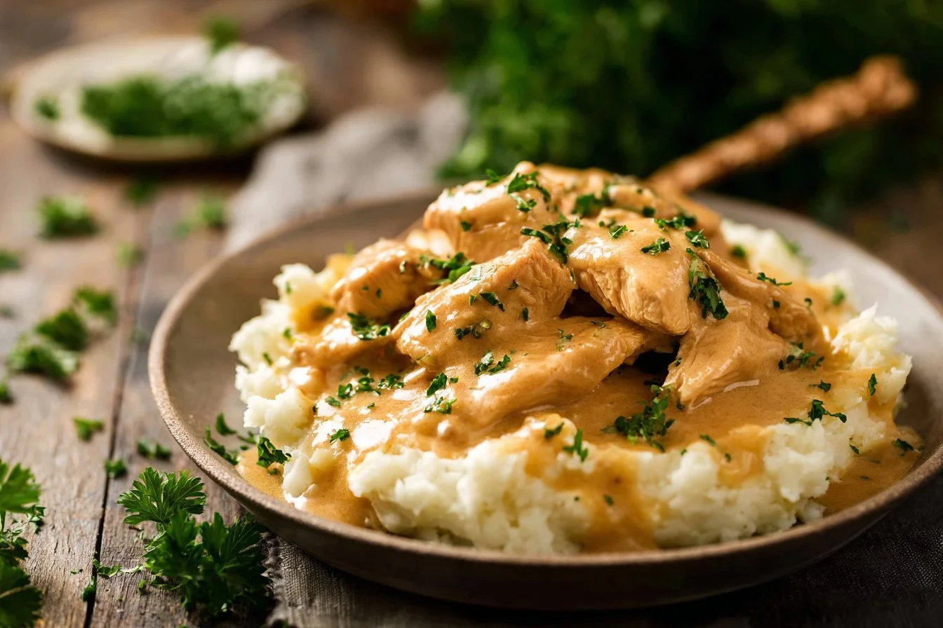 Crockpot Honey Mustard Chicken served with vegetables