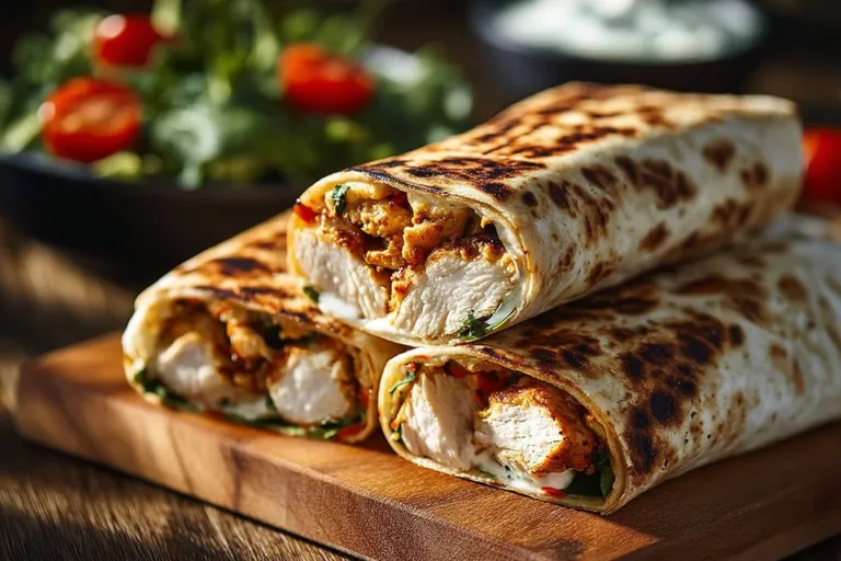 Crunchy air fryer chicken and mozzarella wraps on a plate