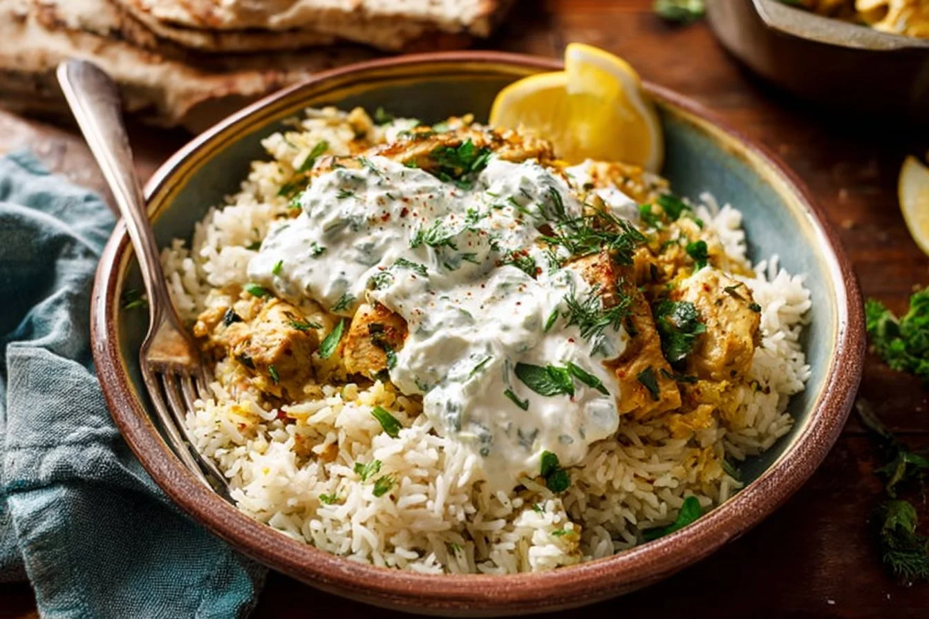 Dump-and-Bake Chicken Tzatziki and Rice