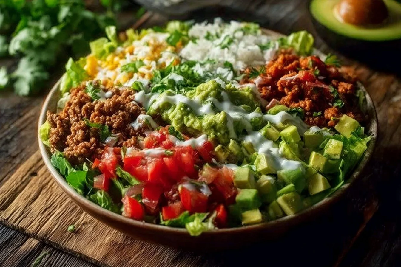 Easy low carb burrito bowl packed with protein for a quick breakfast meal.