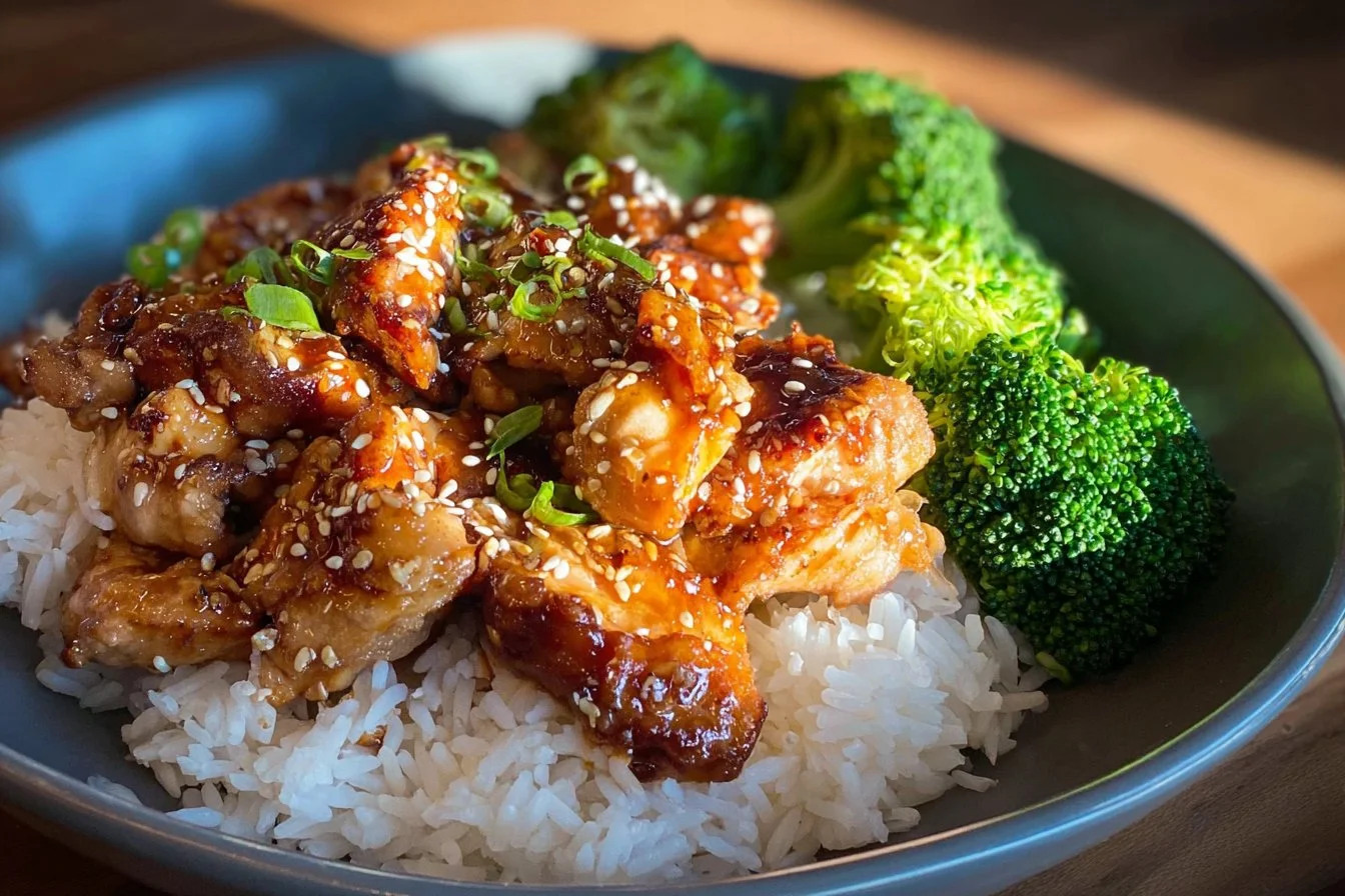 Easy soy garlic chicken thighs ready to serve with fresh herbs and sides