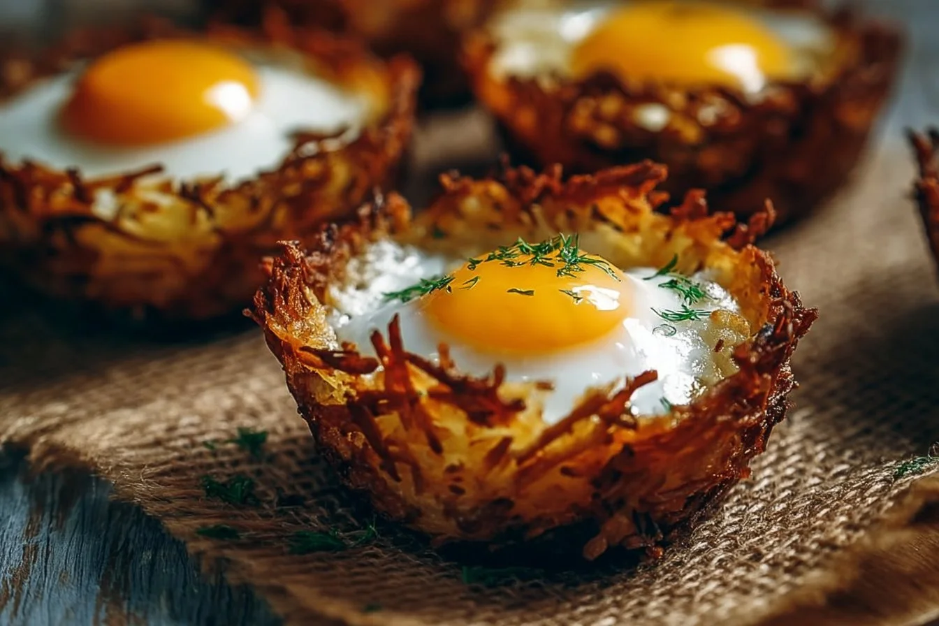 Eggs in Crispy Hash Brown Baskets