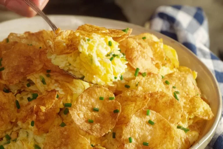 Delicious Funeral Potatoes casserole served in a dish