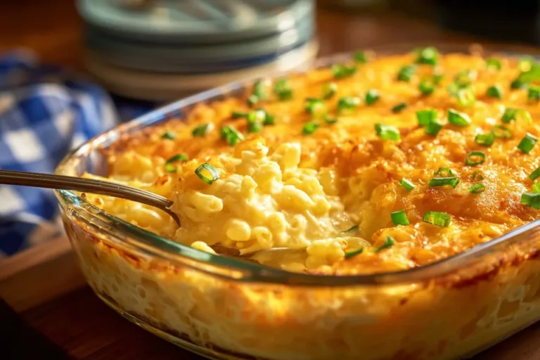 Delicious Funeral Potatoes with Hashbrowns dish, creamy and cheesy comfort food