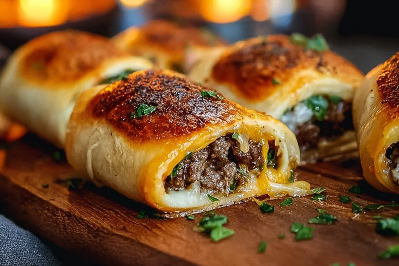 Garlic Butter Beef Cheeseburger Rollups