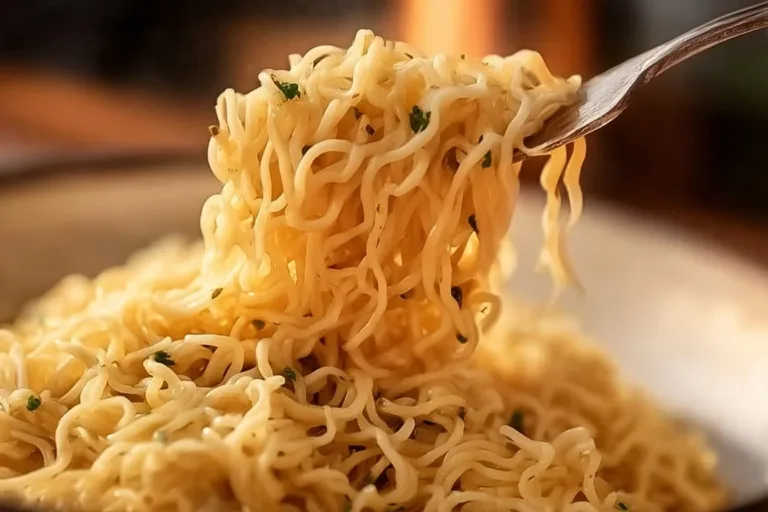 Delicious Garlic Butter Ramen Noodles in a bowl, garnished for presentation.