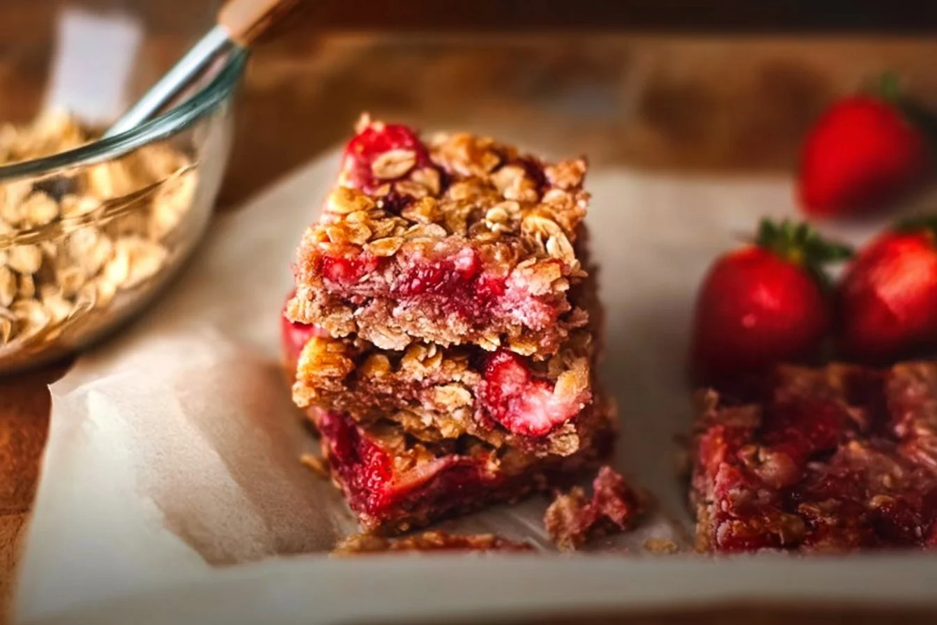 Healthy Strawberry Oatmeal Breakfast Bars