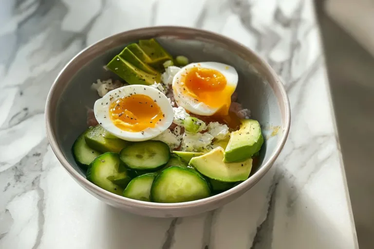 High protein breakfast bowl filled with nutritious ingredients.