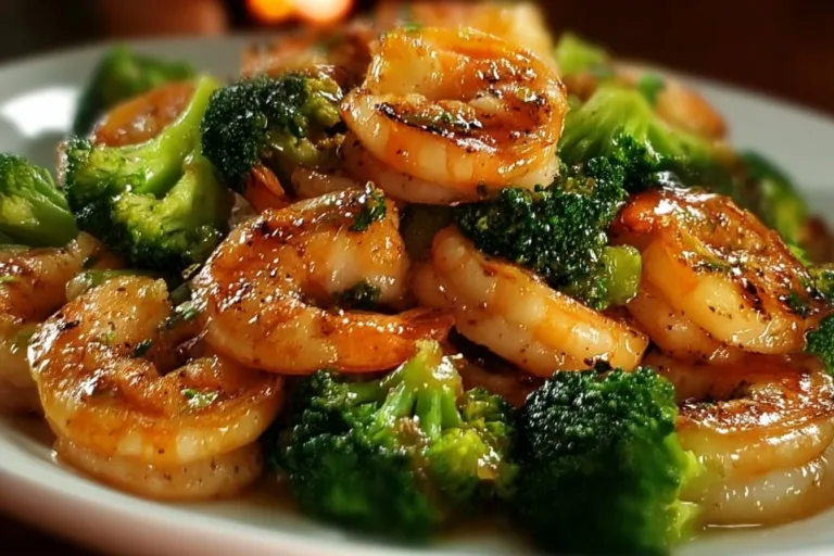 High-protein honey garlic shrimp dish served with vegetables