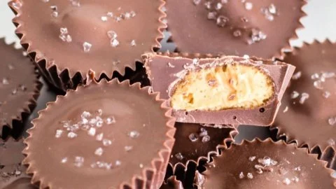 Delicious homemade peanut butter cups on a plate