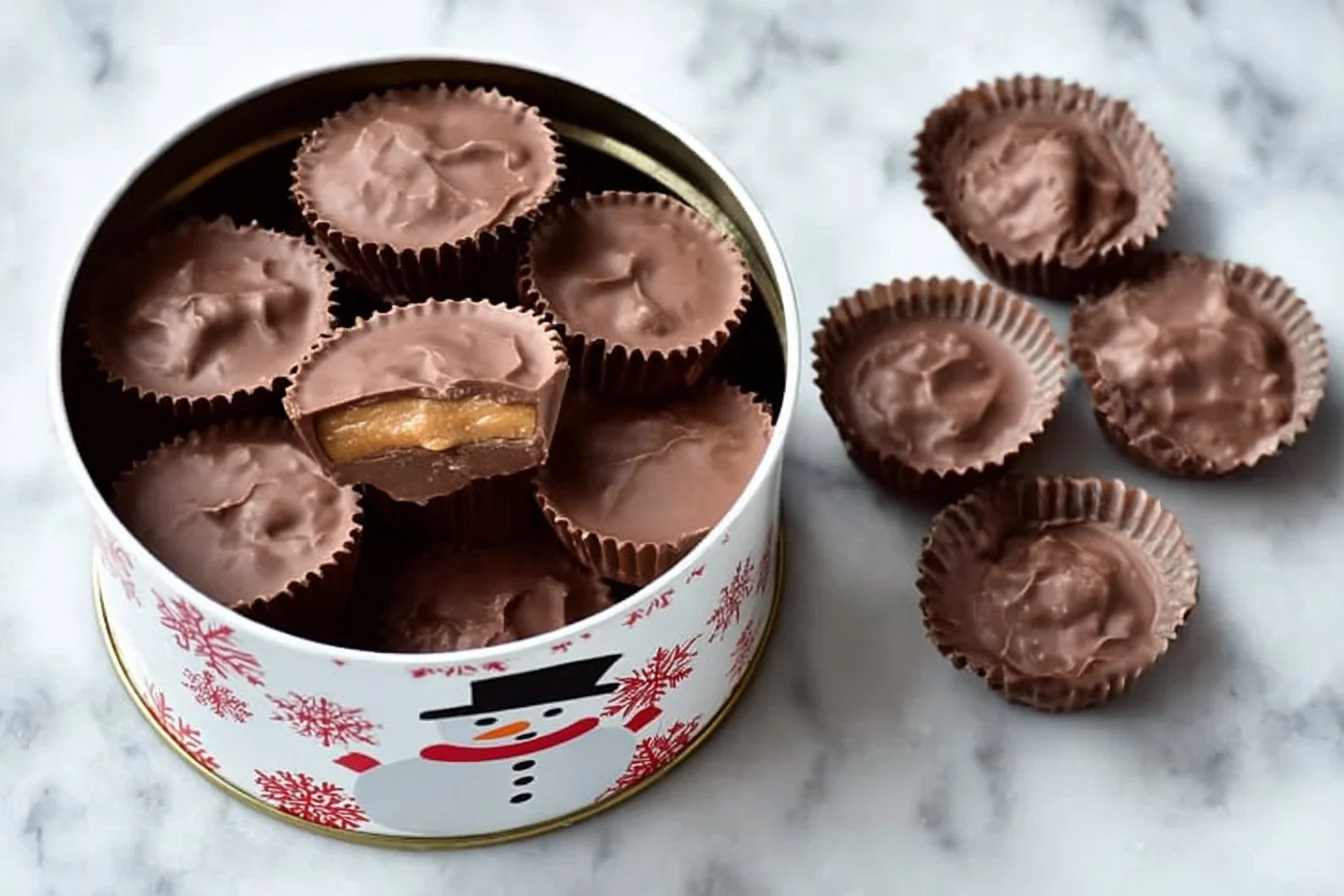 Delicious homemade peanut butter cups with rich chocolate coating