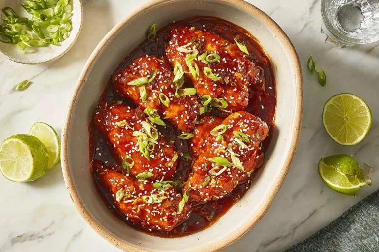 Honey sriracha baked chicken breasts glazed with a spicy honey sauce