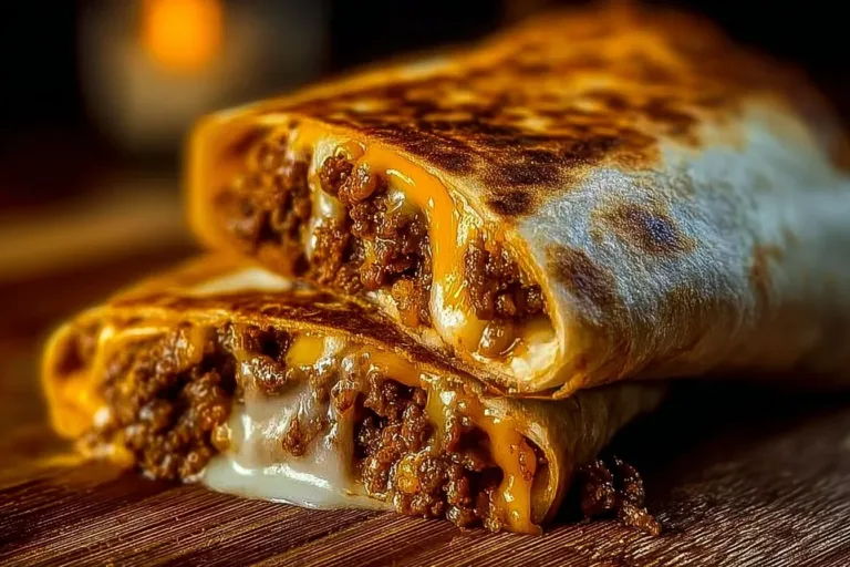 Delicious grilled cheese burrito with melted cheese inside a crispy tortilla