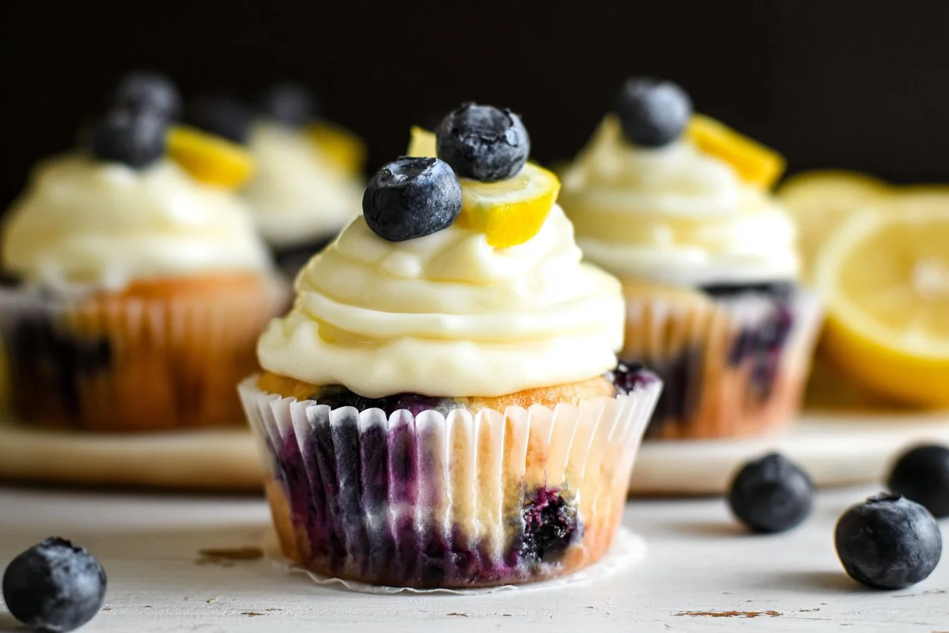 Lemon Blueberry Cupcakes with Lemon Cream Cheese Frosting