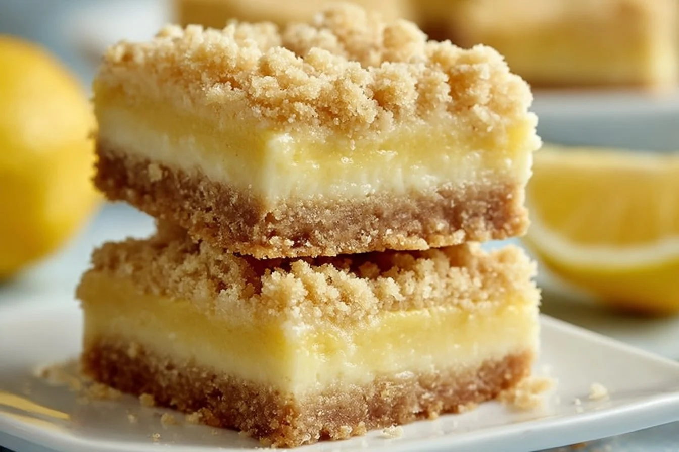 Delicious homemade Lemon Crumb Bars with crumb topping and lemon filling.