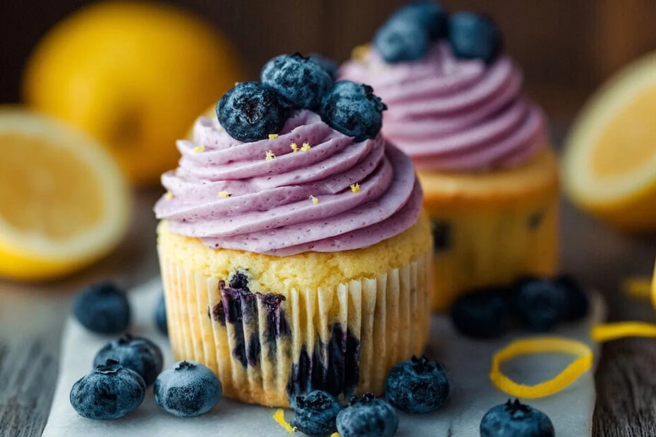 Lemon Cupcakes with Blueberry Buttercream Recipe