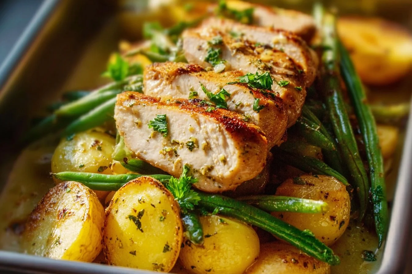 Lemon garlic chicken meal prep in a healthy lunch container