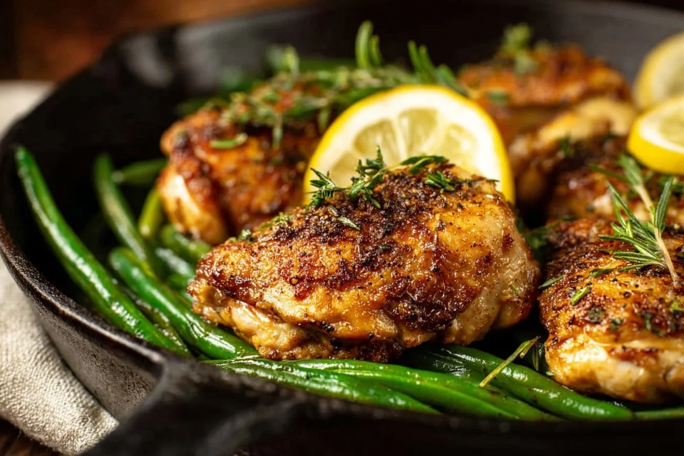 Lemon Garlic Chicken Skillet recipe with vibrant lemon and garlic sauce