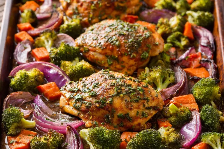 Maple Dijon Chicken served with seasonal vegetables on a plate