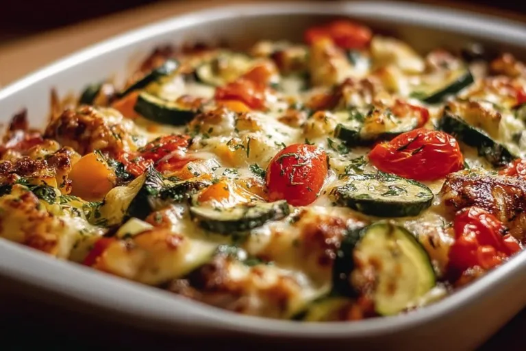 Healthy Mediterranean Chicken Zucchini Bake with fresh ingredients