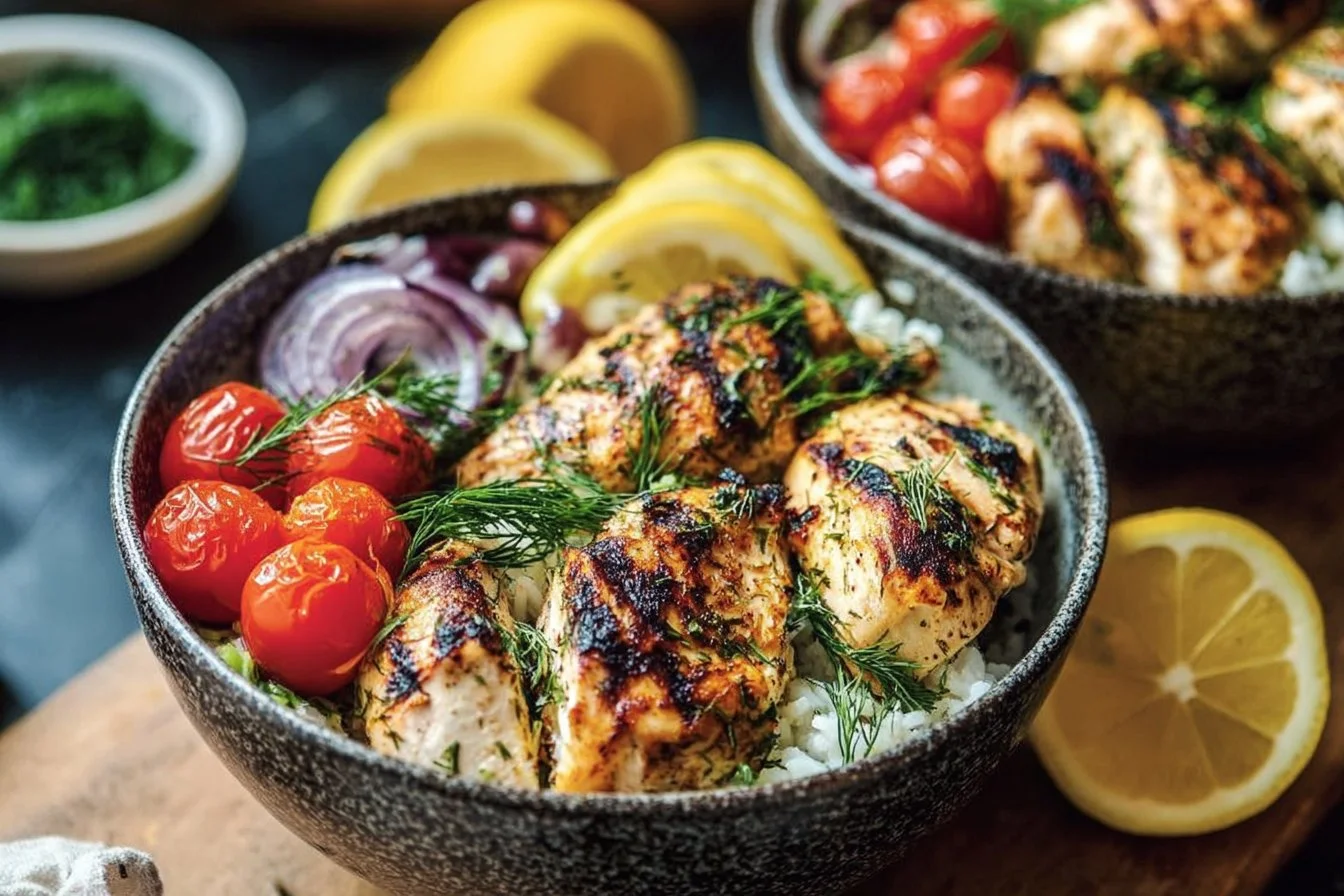 Mediterranean Lemon Dill Chicken Bowls